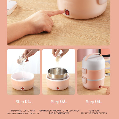 Hộp Cơm Điện Cặp Lồng Điện Hâm Cơm Tự Động 3 Tầng PS-103 - Màu Ngẫu Nhiên - Hàng Chính Hãng