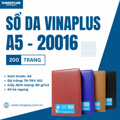 Sổ Da A5 Sổ Tay Bìa Da Kẻ Ngang Vinaplus 16016 - 200 Trang Giấy Dày Chất Lượng