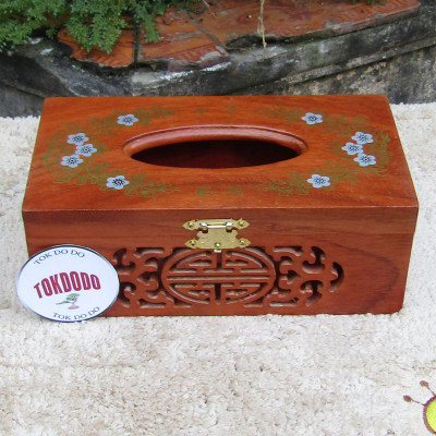 Hộp Đựng Giấy Ăn TOKDODO Gỗ Tự Nhiên In Hoa