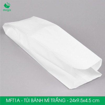 MFT1A - 24x9.5x4.5 cm - 100 Túi giấy bánh mì trắng