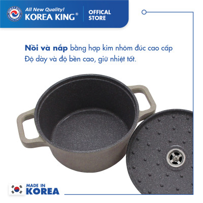 Nồi nấu Levante đáy từ Korea King KP-28LI(Nồi, nắp bằng nhôm đúc, phủ men chống dính Ceramic, Ø28cm)-Màu nâu