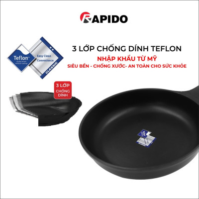 Chảo từ Rapido size 20 đáy phẳng Teflon RP20-RF chống dính, giữ nhiệt - Hàng chính hãng