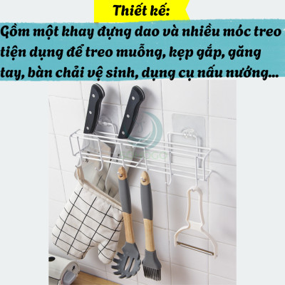 Giá treo dao kéo và dụng cụ nhà bếp dán tường không khoan- Kệ treo đồ nhà bếp đa năng chống rỉ sét - Kệ dán tường treo dao muỗng tiện lợi- Giá đỡ dụng cụ bếp bằng kim loại sơn tĩnh điện- Kệ nhà bếp treo tường chịu lực cao