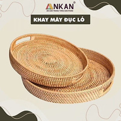 Khay Mây Tròn Đựng Trái Cây, Đồ Ăn, Decor Nhà Bếp – Khay Mây Tre Đan Thủ Công Cao Cấp ANKAN