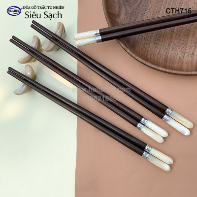 Đũa Trắc đầu ốc biển đai Bạc Super VIP - đủ mẫu (10 đôi/Hộp) dành cho nhà giàu - Sang trọng - Đẳng cấp