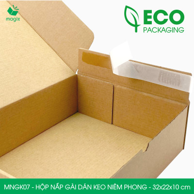 MNGK07 - 32x22x10cm - COMBO 60 HỘP CARTON NẮP GÀI HÔNG CÓ KEO NIÊM PHONG - THÙNG HỘP CARTON ĐÓNG HÀNG