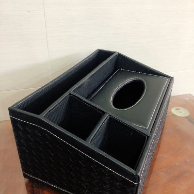 Hộp khăn giấy da màu đen cao cấp, sang trọng 24x10x15cm - Hàng chính hãng