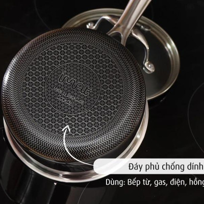 [Hàng chính hãng] Nồi, Quánh inox iMat Blackcube 16cm, Cao 8cm, Thể tích 1.6l, Phủ chống dính Daikin-Nhật Bản thế hệ mới