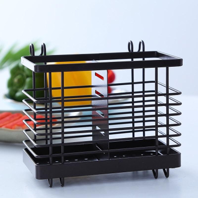 Ống cắm đũa thìa 2 ngăn thép sơn tĩnh điện có móc treo đẹp cao cấp