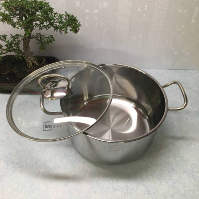Nồi inox 3 đáy nắp kính Fivestar FSN 24IN1 24cm- Hàng chính hãng