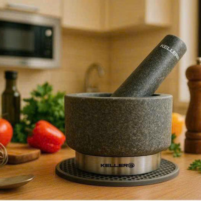 Bộ Cối Chày Đá Granite Nguyên Khối KELLER - Germany hàng chính hãng