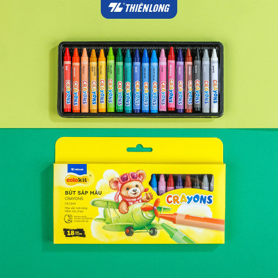 Bút sáp 12/18 màu Thiên Long Colokit - Màu sắc tươi sáng Phủ đều màu Bền màu CR-C048 ; CR-C049
