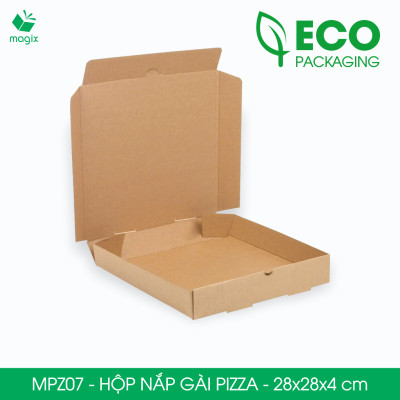 MPZ07 - 28x28x4 cm - 100 Hộp nắp gài pizza đa dụng - Hộp nắp gập, hộp carton gói hàng, hộp quà