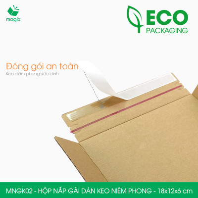 MNGK02 - 18x12x6cm - COMBO 60 HỘP CARTON NẮP GÀI HÔNG CÓ KEO NIÊM PHONG - THÙNG HỘP CARTON ĐÓNG HÀNG