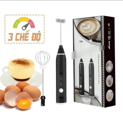 Máy Đánh Bọt Que Tạo Bọt Cafe Mini,  Trứng Cầm Tay  Không Dây Tích Điện 3 Chế Độ
