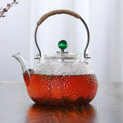 Bình pha trà thủy tinh Borosilicate vân nhám tay cầm kim loại quấn dây 900ml