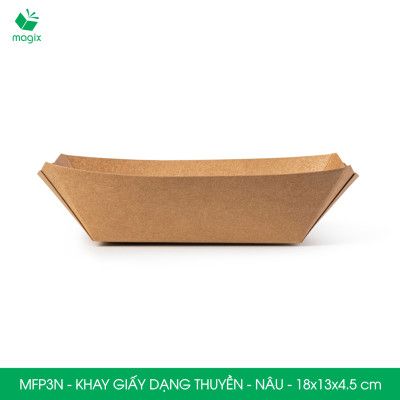 MFP3N - 18x13x4.5 cm - 50 khay giấy dáng thuyền đựng thức ăn, khay giấy đựng món tráng miệng