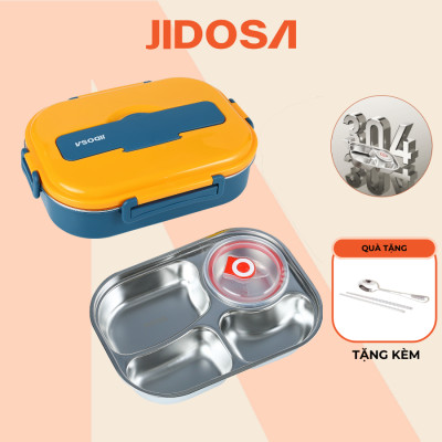 Hộp cơm giữ nhiệt Văn Phòng JIDOSA JD3850 đựng thức ăn 4 ngăn kèm bát đựng canh chống tràn