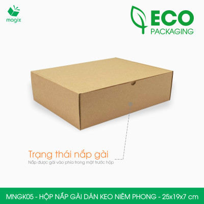 MNGK05 - 25x19x7cm - COMBO 20 HỘP CARTON NẮP GÀI HÔNG CÓ KEO NIÊM PHONG - THÙNG HỘP CARTON ĐÓNG HÀNG