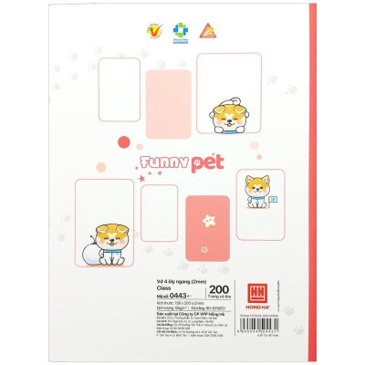 Combo 5 Vở Class Funny Pet - 4 Ly Ngang 200 Trang 58gsm - Hồng Hà 0443 (Mẫu Màu Giao Ngẫu Nhiên)
