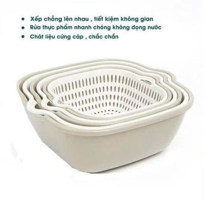 Set 6 Rổ Chậu Vuông Nhựa An Toàn - Tiện Dụng Cho Nhà Bếp Và Gia Đình - HÀNG CHÍNH HÃNG MINIIN