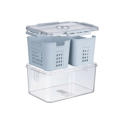 Bộ hộp rổ trong HOKORI nhựa VIỆT NHẬT cao cấp - 2 ngăn, 3 ngăn, tách nước - Thực phẩm tủ lạnh - Hàng Việt Nam