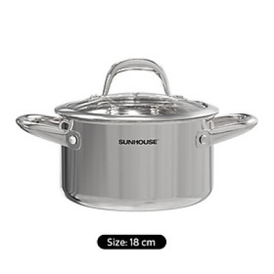NỒI INOX 304 ĐÁY LIỀN SUNHOUSE SHG706-18 - Hàng Chính Hãng