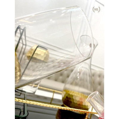 Bộ bình cốc thủy tinh mạ vàng phong cách Scandinavia | Bộ bình cốc thủy tinh chịu nhiệt borosilicate vân tổ ong