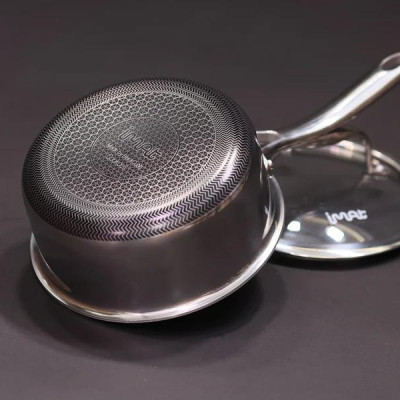 [Hàng chính hãng] Nồi, Quánh inox iMat Blackcube 16cm, Cao 8cm, Thể tích 1.6l, Phủ chống dính Daikin-Nhật Bản thế hệ mới