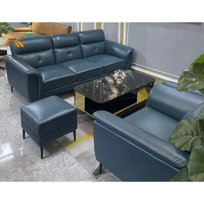 Combo ghế sofa băng da bò Italy Tundo màu xanh SFBCT06 2m4/1m1 hàng cao cấp chuẩn da bò nhập khẩu Ý