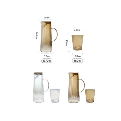 BỘ BÌNH UỐNG NƯỚC KÈM 6 CỐC THỦY TINH CHỊU NHIỆT CAO CẤP KÈM KHAY VÂN TĂM