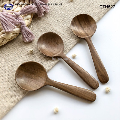 Thìa/Muỗng đầu tròn gỗ Óc Chó (10,5cm) CTH527 - Xúc cafe, gia vị, decor trang trí - An toàn cho sức khỏe