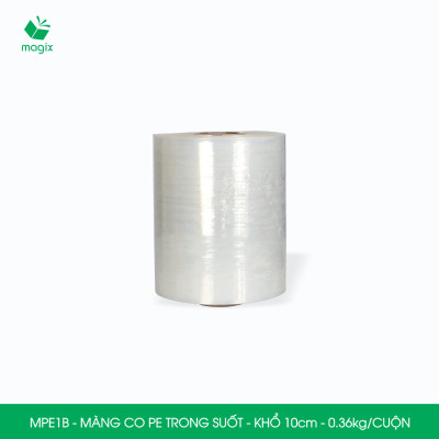 MPE1B - Khổ 10cm - 0.36kg - 1 cuộn màng co PE trong suốt - Cuộn màng bọc PE, màng chít quấn hàng
