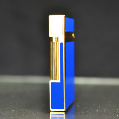 Vỏ Hột Quẹt Bật Lửa Upon D37V, Họa Tiết Nền Xanh Viền Vàng Hoàng Gia - Dùng Ga Đá Cao Cấp