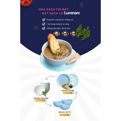 Đĩa Sâu Thủy Tinh Luminarc Diwali Granit 20cm cường lực, kháng vỡ - Bộ 3 đĩa - P0703