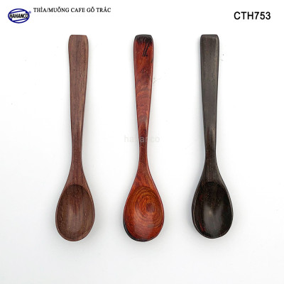 Thìa Cà Phê, muỗng pha trà, gỗ Trắc/Cẩm (HAHANCO) Chuôi uốn lượn sóng/Độc đáo - CTH753