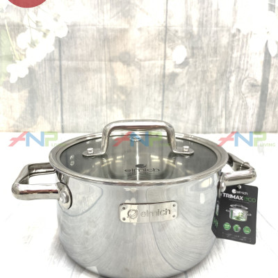 Nồi Đun, Nấu Inox 304  3 Lớp Đáy Liền ELMICH TriMax ECO 16/18/20/24/26/28cm