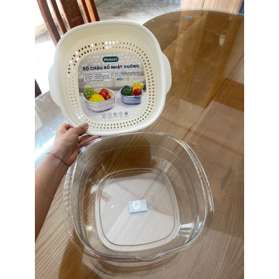 Bộ chậu kèm rổ đa năng Hokori Chính Hãng Việt Nhật Plastic