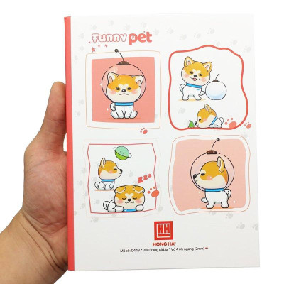 Combo 5 Vở Class Funny Pet - 4 Ly Ngang 200 Trang 58gsm - Hồng Hà 0443 (Mẫu Màu Giao Ngẫu Nhiên)