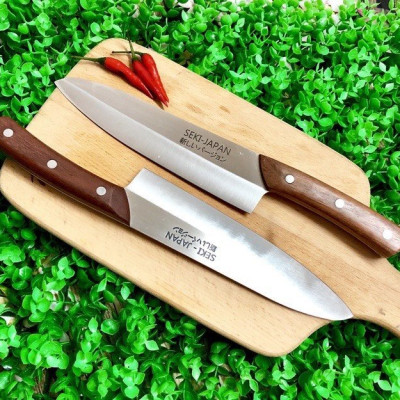 Dao thái đồ ăn, cắt gọt trái cây SEKI loại trung cán gỗ dài 30cm 