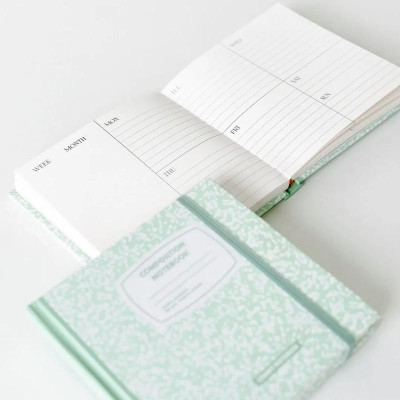 Sổ Weekly Plan Khổ Vuông 144 Trang 130gsm + Kèm Sticker Composition Collection - Crabit Notebuck 1595 - Xanh Mint