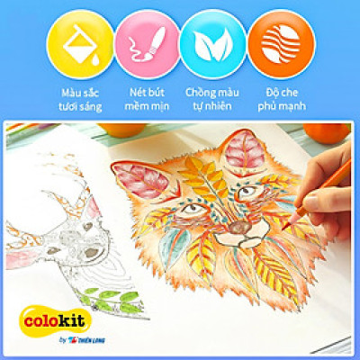 Bút chì màu chuyên nghiệp dạng lon 12/24/36 màu Thiên Long Colokit - Tiêu chuẩn châu Âu