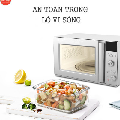 Bộ 4 hộp đựng cơm, trữ thực phẩm thủy tinh chịu nhiệt COBA