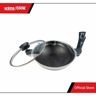 Bộ nồi chảo Blackcube 3 lớp đúc liền đáy từ đa năng chống dính Kims cook T&K  03-1 Pcs , tặng 1 sạn inox