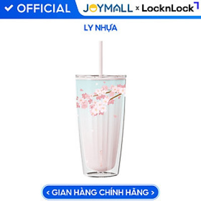 Ly nhựa 2 lớp Lock&Lock màu hồng anh đào HAP522PIK 750ml - Hàng chính hãng, có ống hút, có nắp đậy - JoyMall