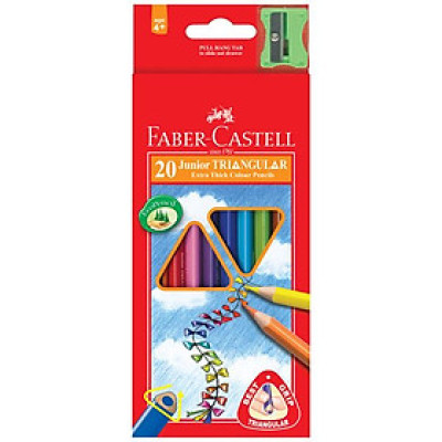 Faber-Castell-11653820-Chì Màu Junior Triangular - 20 Màu Dài + Chuốt
