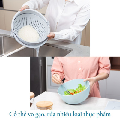 Bộ Thau Rổ Nhựa Đa Năng Cao Cấp Yoko Inochi Nhật Bản - Kháng khuẩn khử mùi đảm bảo an toàn vệ sinh thực phẩm - Chính Hãng ( Tặng kèm khăn lau pakasa)