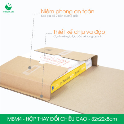 MBM4 - 32x22x8cm - Combo 60 Hộp carton thay đổi chiều cao - Thùng carton đóng hàng
