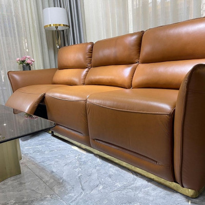 Sofa chỉnh điện 100% da bò Italy Juno sofa màu nâu SFBDCT02 2m7 hàng cao cấp chuẩn da bò nhập khẩu Ý