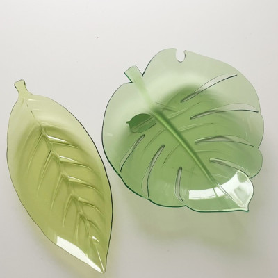 Combo 02 Đĩa nhựa pha lê màu xanh hình chiếc lá Yamada - Nội địa Nhật Bản